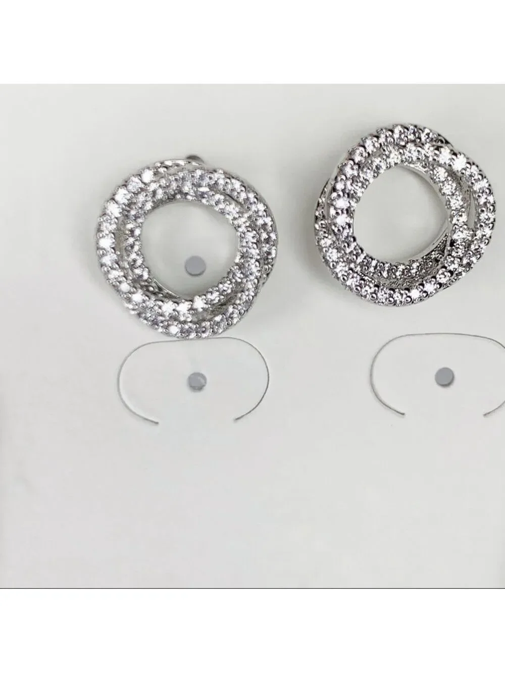 𝅺new STOCK-Pave Zircon Rose shape Silver Earrings